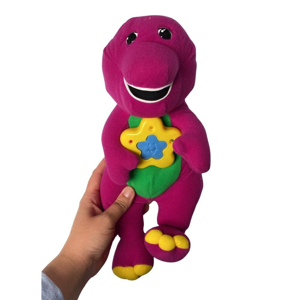 1999 Vintage Playskool Barney Plush Dinosaur – Light-Up Star – 12"